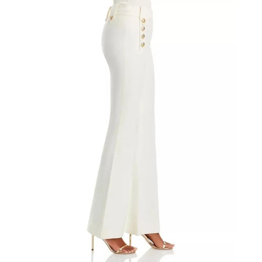Derek Lam 10 Crosby Women White / Gold Cotton Robertson Flare Pants Size US 8